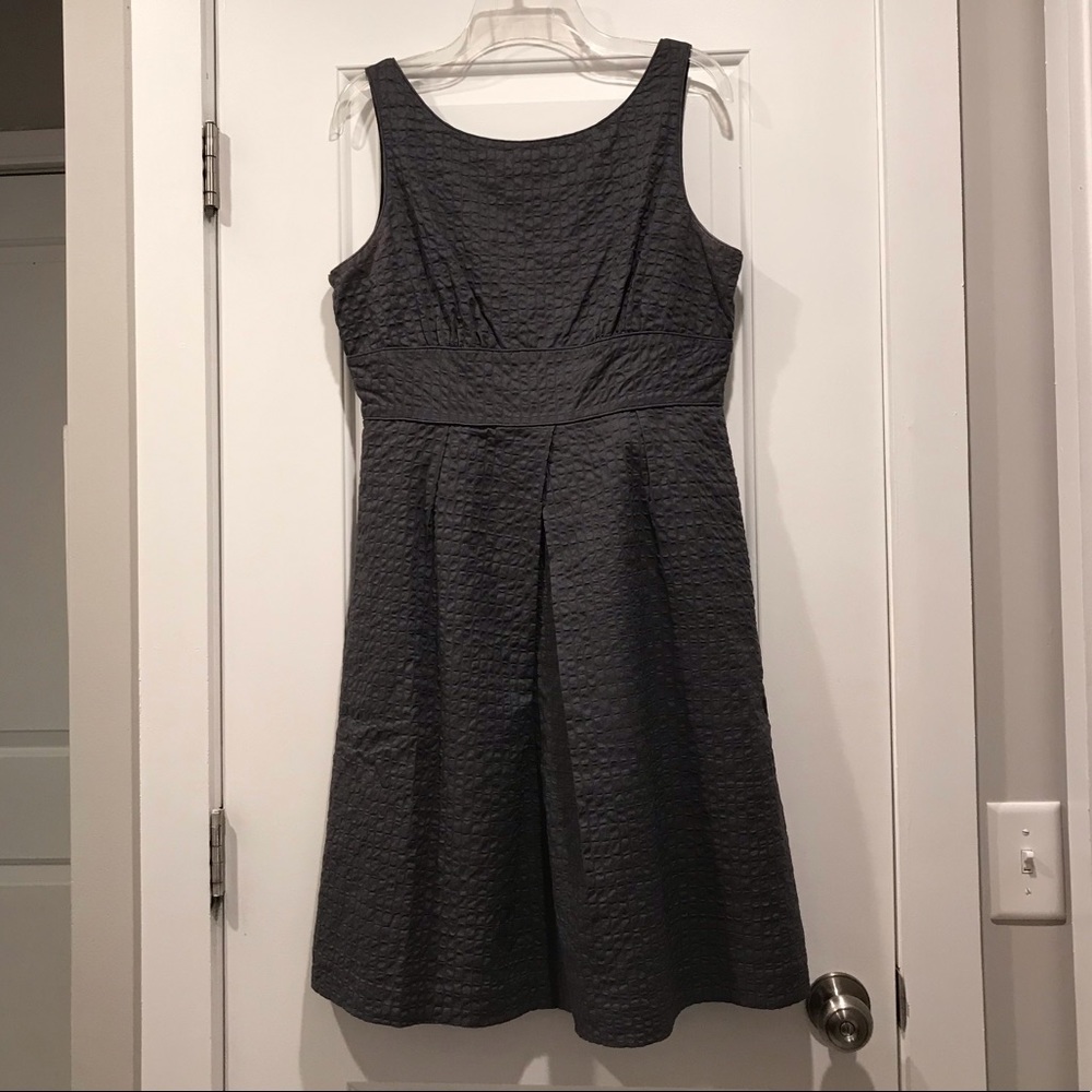 J Crew charcoal sleeveless pleated dress, size 12